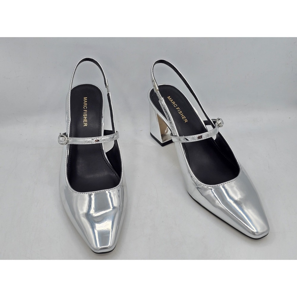 Marc Fisher Women Lakey Block Heel Dress Pumps Silver Metallic -  9.5M